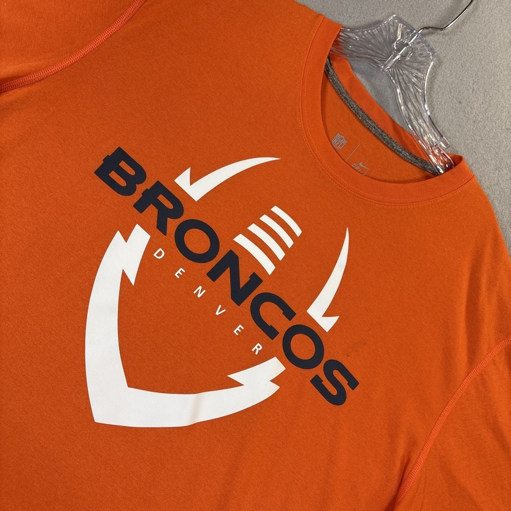 NFL Nike Dri Fit Denver Broncos Mens Shirt XLarge Short Sleeve Football Orange